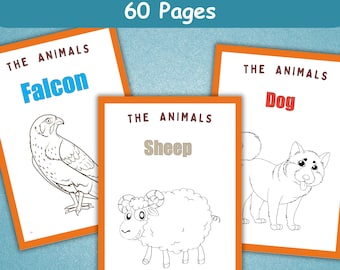 60 Animal Coloring Pages | Cute Animal Coloring Book | Toddler Coloring Sheets | Preschool Easy Coloring Pages | Educational Activities