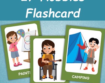 27 hobby's-flashkaarten voor kinderen - afdrukbare montessori-flashkaarten - voorschoolse leerkaarten - flashcards voor peuters