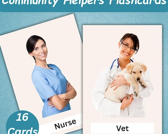 Community Helper Flashcards - Job Occupation Flash Card - Real Profession Photo - Toddler Flashcards - Homeschool Resources
