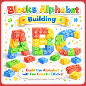 Building Bricks Alphabet Flashcards | Letter Building Mats For Kids | Alphabet Block Building Cards | Preschool Curriculum