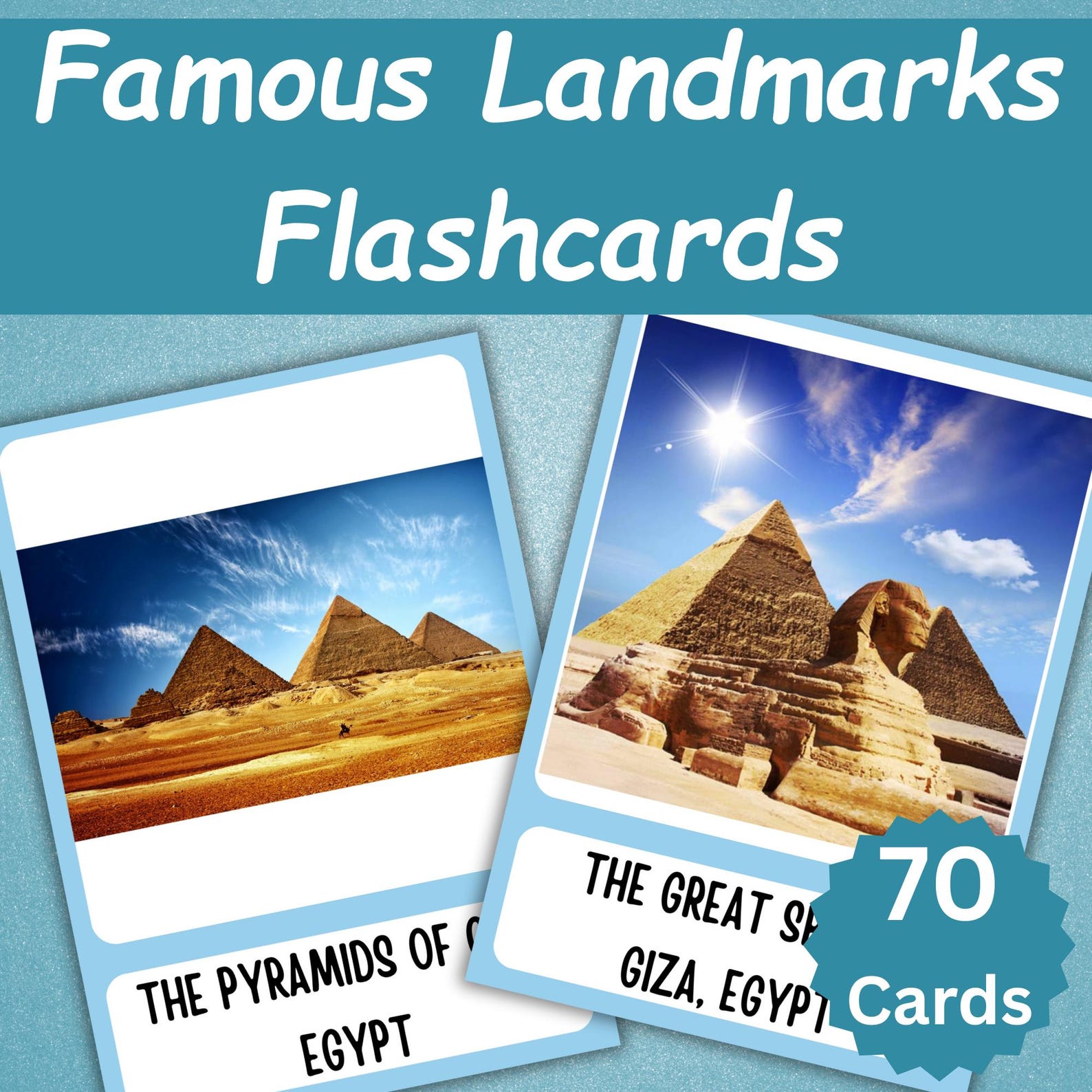 70 World Landmarks Flashcards – Montessori Printable Geography Cards ...
