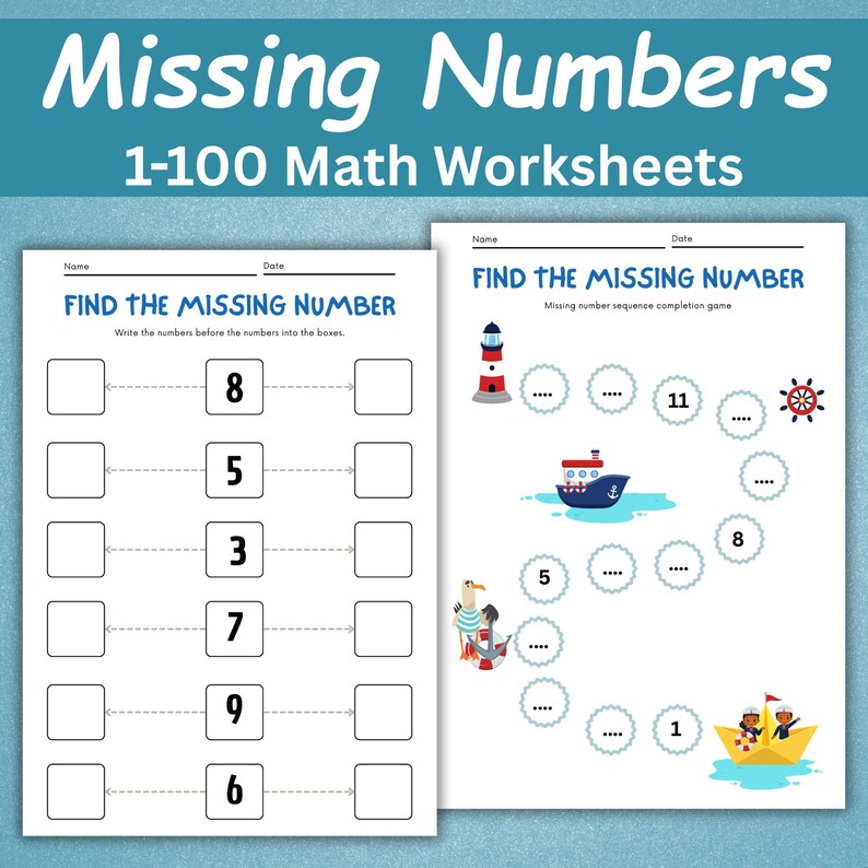 Missing Numbers 1-100 | Kindergarten Math Worksheets | 1st Grade ...