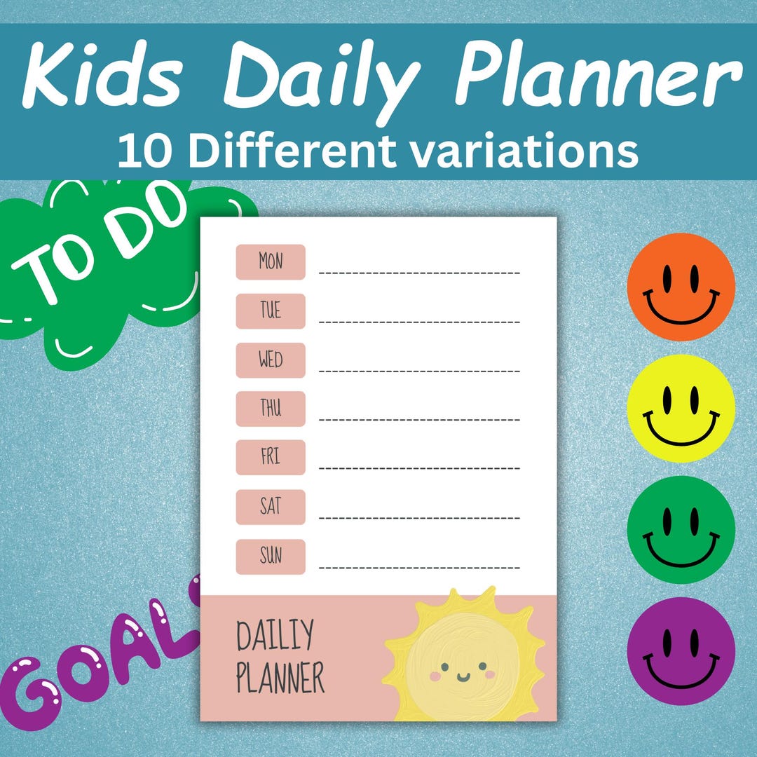 Kids Daily Planner Printable | Daily Weekly Routine Chart | Preschool ...