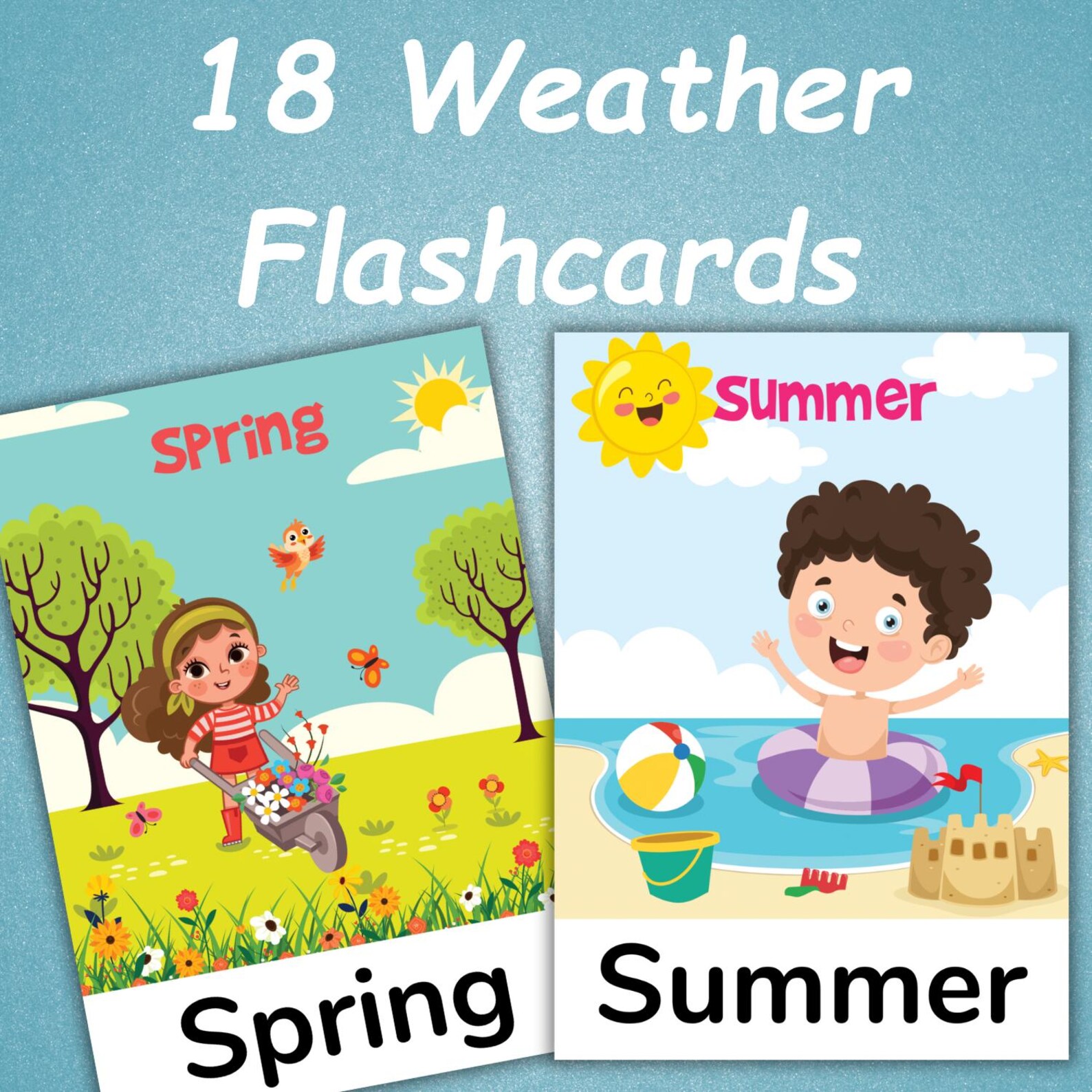 18 Weather Flashcards for Kids | Weather Cards Printable | Toddler ...
