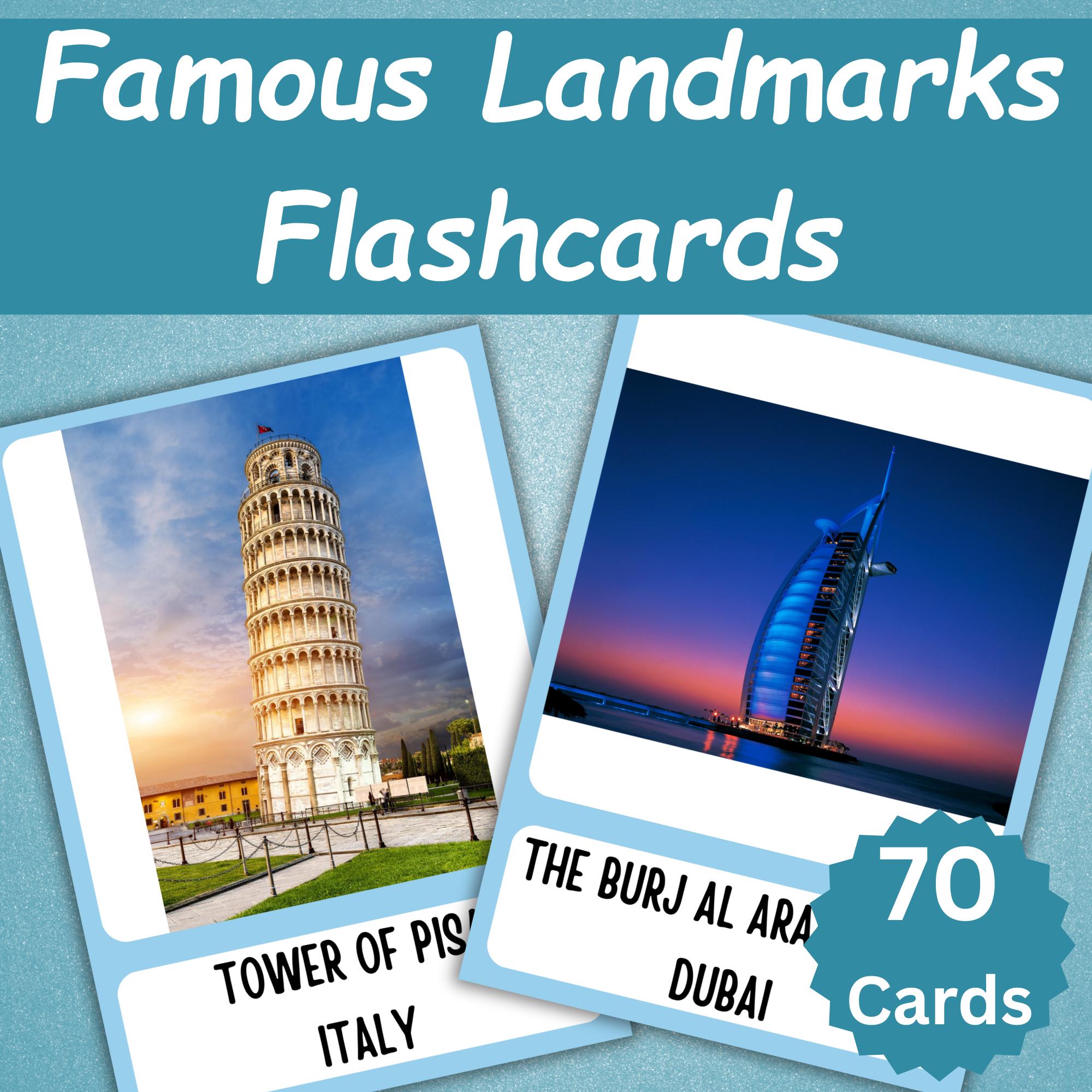70 World Landmarks Flashcards – Montessori Printable Geography Cards ...