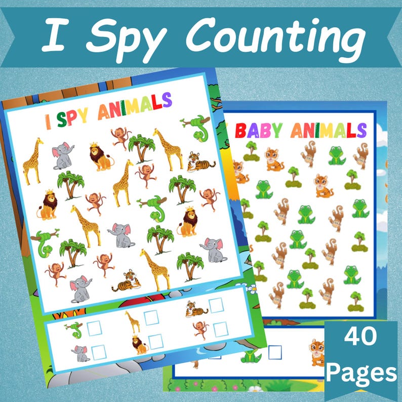 40 Printable I Spy Game for Kids | Toddler Counting Activity | Seek and ...