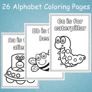 ABC Baby Shower Coloring Book | Baby Shower Alphabet Coloring Pages| Baby Shower Activity | Printable Baby&#39;s First ABC Book | Printable PDF