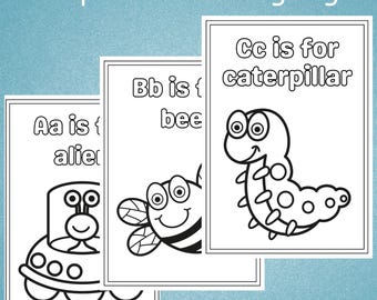 ABC Baby Shower Coloring Book | Baby Shower Alphabet Coloring Pages| Baby Shower Activity | Printable Baby's First ABC Book | Printable PDF