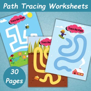 30 Toddler Tracing Worksheets | Preschool Tracing Pages | Kindergarten Tracing Activity | Tracing Workbook Printable | Homeschool Busy Book