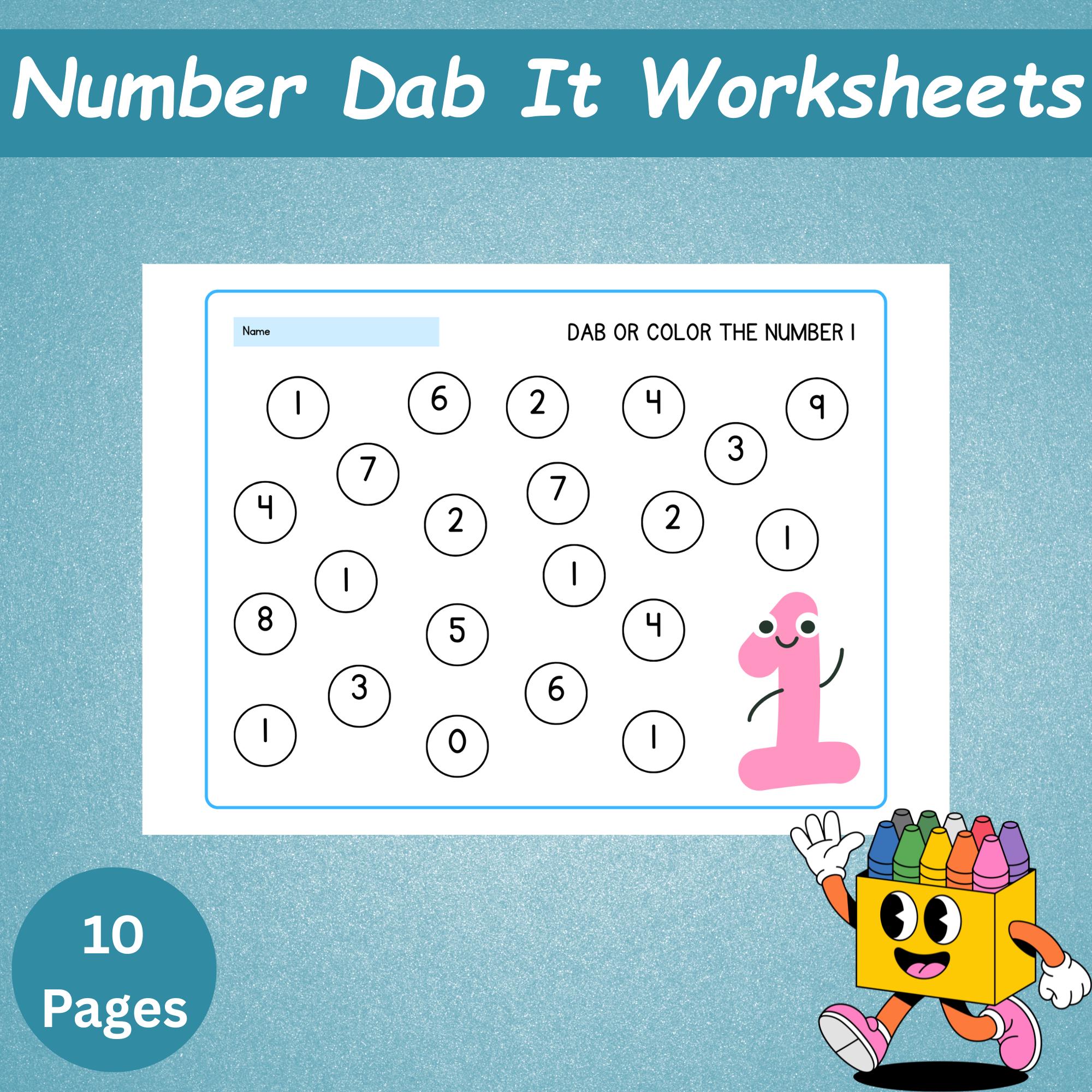 Dabbing Math Sheets Number Dab It Worksheets for Kids | Dot Marker Preschool Math Printable ...