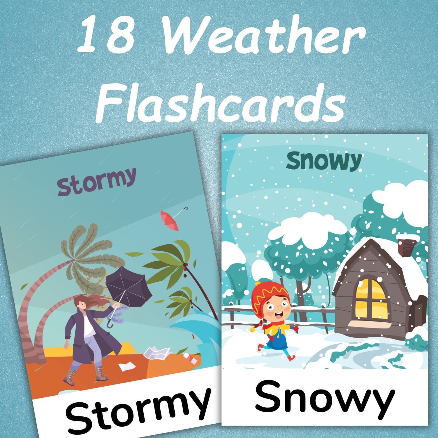 18 Weather Flashcards for Kids | Weather Cards Printable | Toddler ...