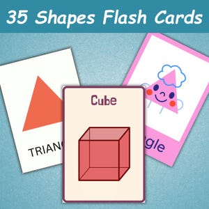 35 Shapes Flash Cards For Kids | Toddler Printable Flashcards | Preschool Montessori Flashcards | Learning Shapes Poster | Geometric Shapes