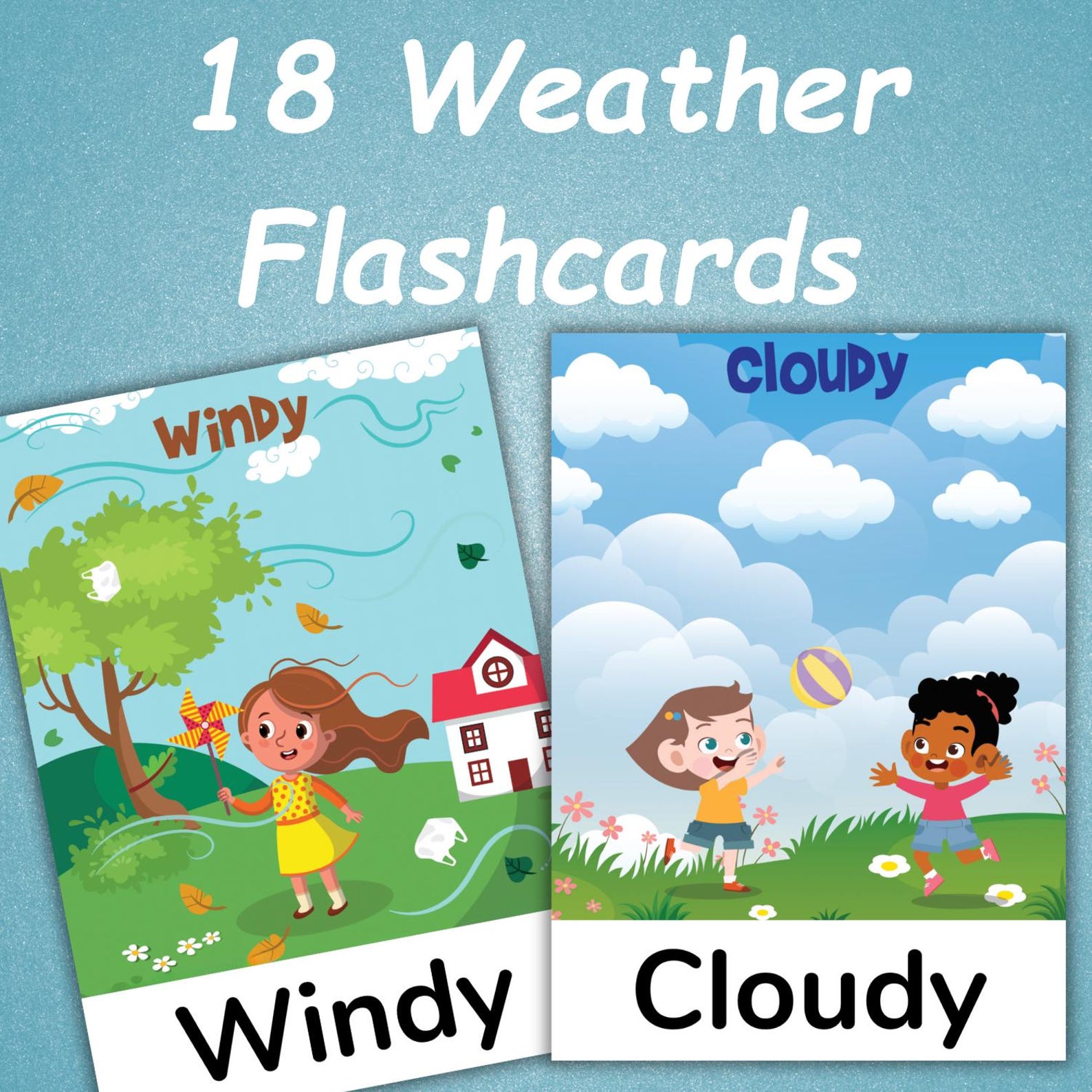 18 Weather Flashcards for Kids | Weather Cards Printable | Toddler ...
