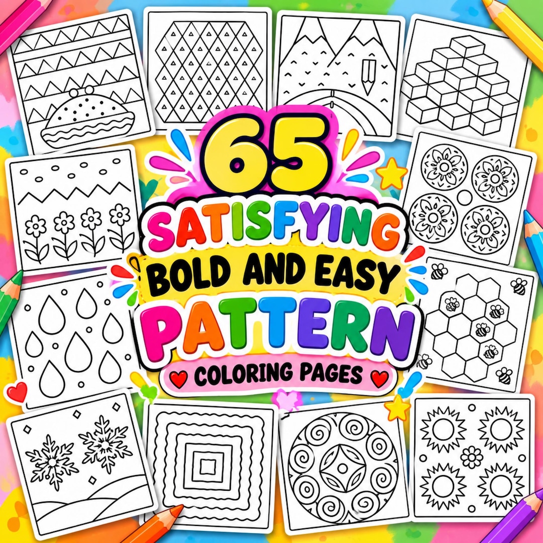 65 Satisfying Bold and Easy Pattern Coloring Pages, Geometric Mandala ...