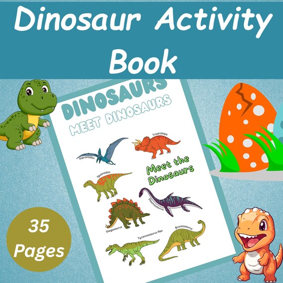 Dinosaur Activity Book | Dinosaur Coloring Pages | Toddler Busy Book | Dinosaur Games & Puzzles | Homeschool Resources | Educational Game |