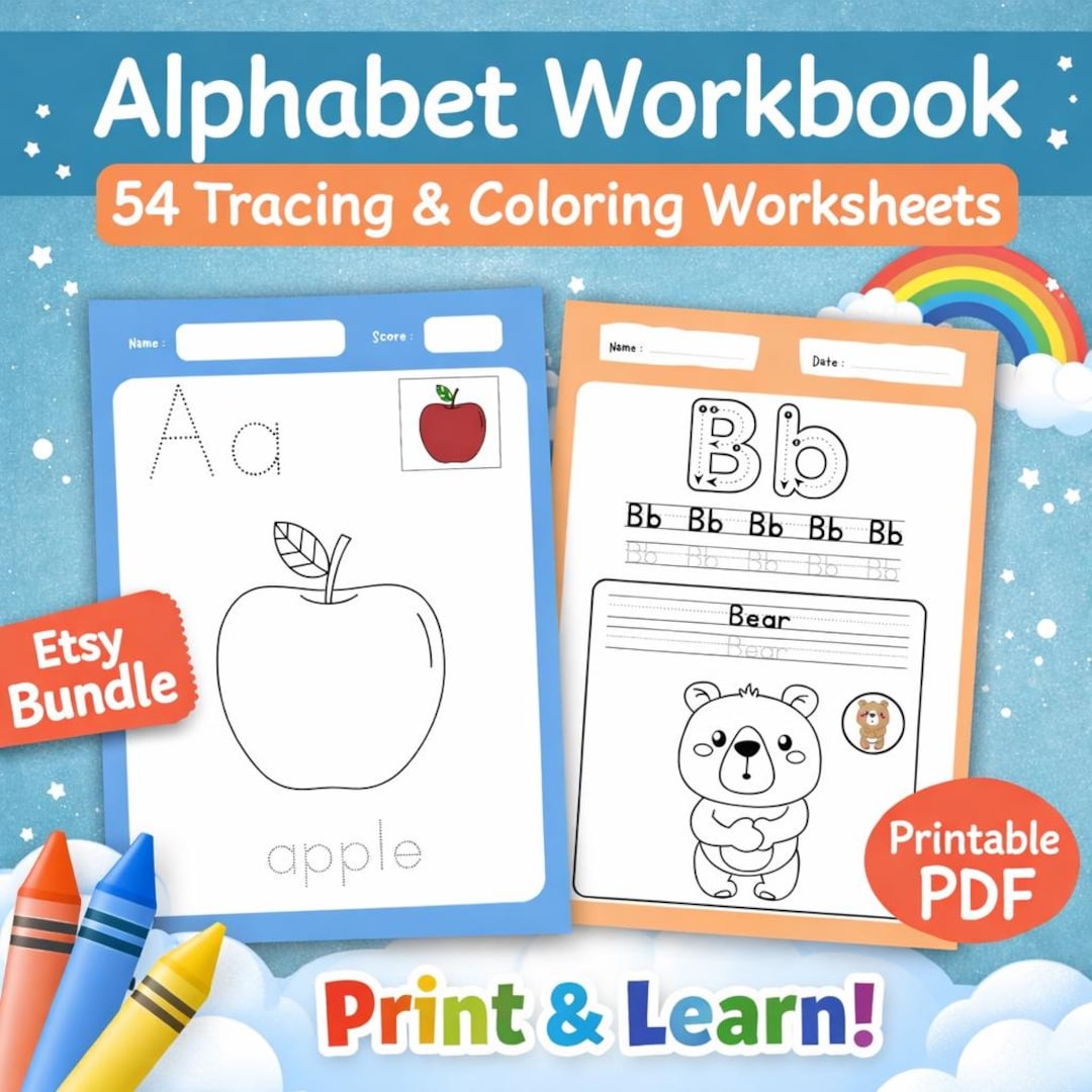 Alphabet Tracing Worksheets | Printable Letter Tracing & Coloring Pages ...