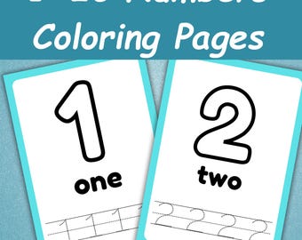 20 Printable Numbers Coloring Pages | Toddler Coloring Book | Preschool Numbers Worksheets | Kids Color Activity | Homeschool Resources