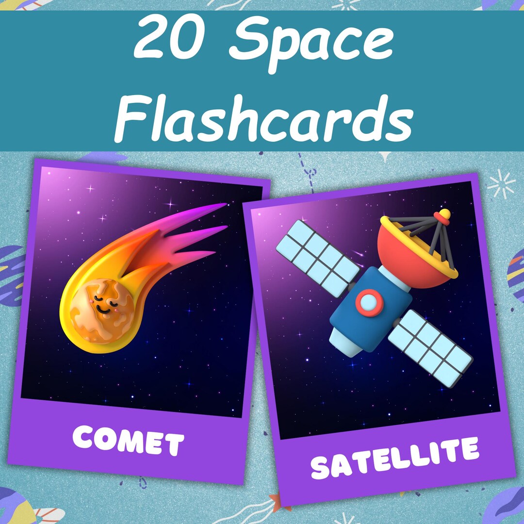 20 Space Flashcards for Kids: Educational Outer Space Cards, Toddler ...