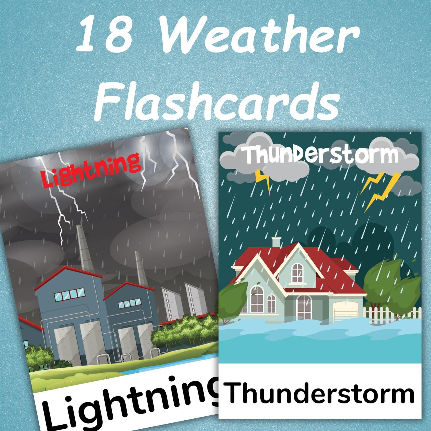 18 Weather Flashcards for Kids | Weather Cards Printable | Toddler ...