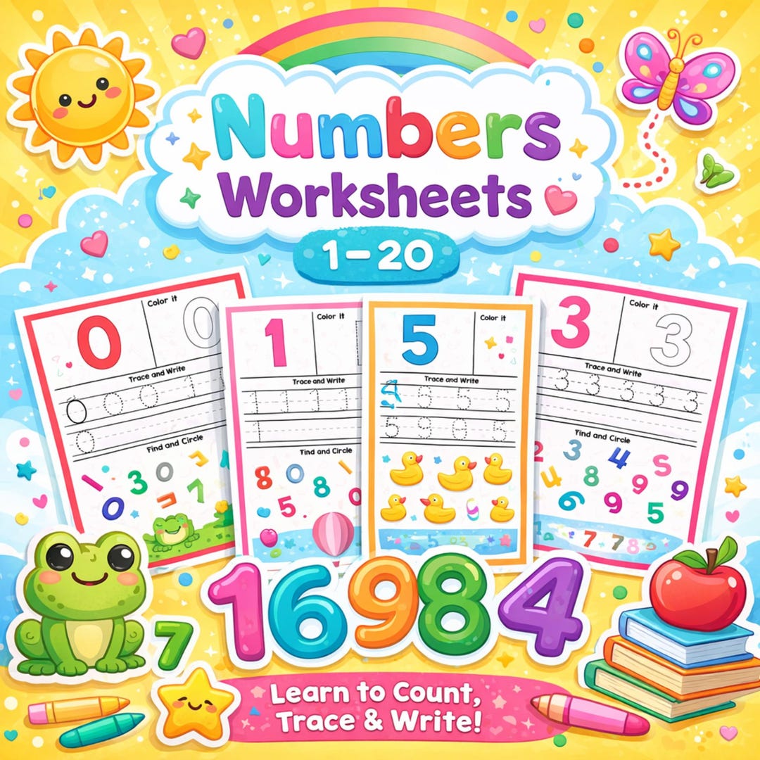 Printable Learning Numbers Number Tracing Worksheets | Preschool Counting Activity | Printable ...