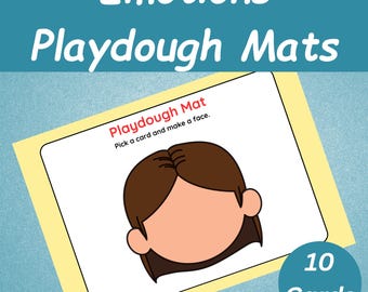 11 Emotions Playdough Mats | Playdough Activity | Toddler Busy Book | Emotions Cards | Feelings Learning Cards | Fine Motor Skills
