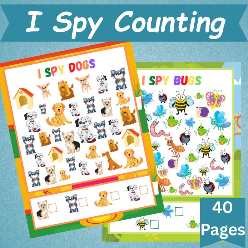 40 Printable I Spy Game for Kids | Toddler Counting Activity | Seek and ...