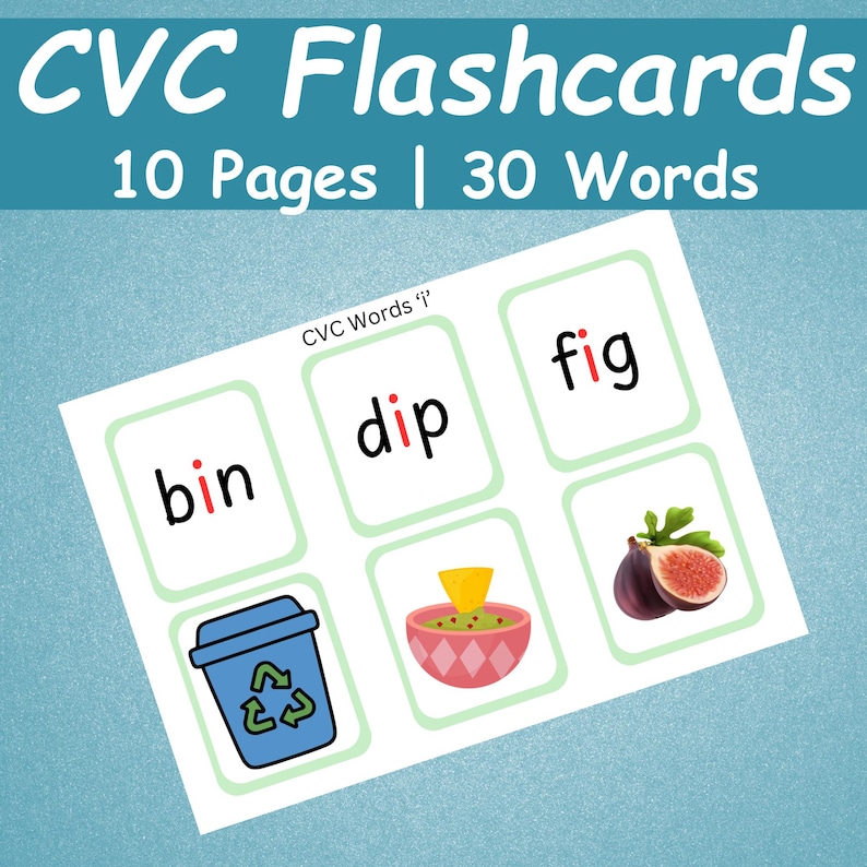 CVC Words Flashcards | Printable Kindergarten Phonics Cards | Kids ...