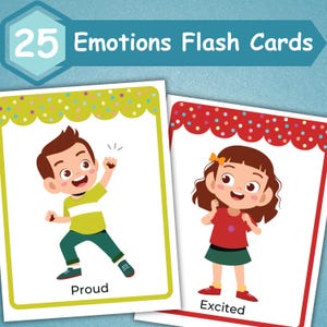 Emotion Flashcards | Feelings Flashcards For Kids | Toddler Emotions Cards | Children Emotions Printable | Montessori Flash Cards For Kids |