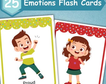 Emotion Flashcards | Feelings Flashcards For Kids | Toddler Emotions Cards | Children Emotions Printable | Montessori Flash Cards For Kids |