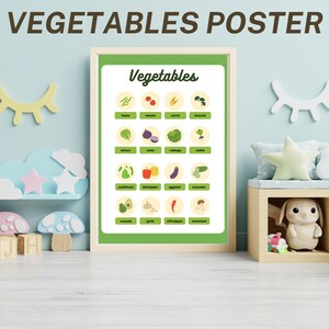 Vegetables Posters | Learn Vegetables | Vegetable Chart for Kids | Toddler Educational Posters | Vegetable Wall Art | Classroom Decor |