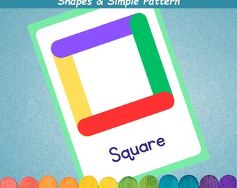 Popsicle Sticks Shapes Activity | Kids Learning Shapes & Patterns | Montessori Shapes Activity | Preschool Printables | Homeschool Resources