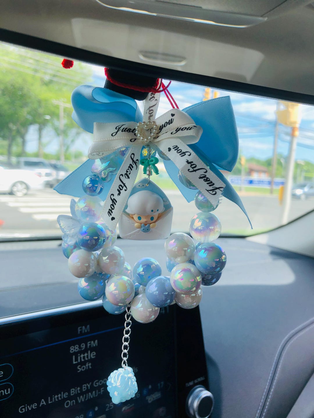 Authentic POP MART DIMOO Rear Mirror View Charm Car Hanging Ribbon Bows ...