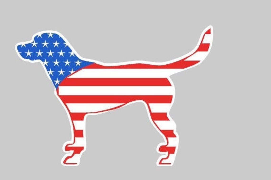 Patriotic Dog American Flag Vinyl Decal Sticker Etsy