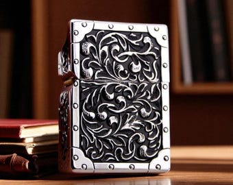 Briquet coupe-vent au kérosène en cuivre pur : blindage à cinq côtés, allume-feu de poche rechargeable