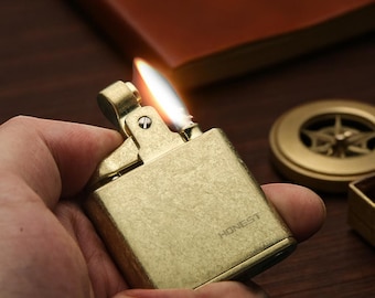 Windproof Copper Kerosene Lighter: Retro Steampunk Style, Refillable Brass