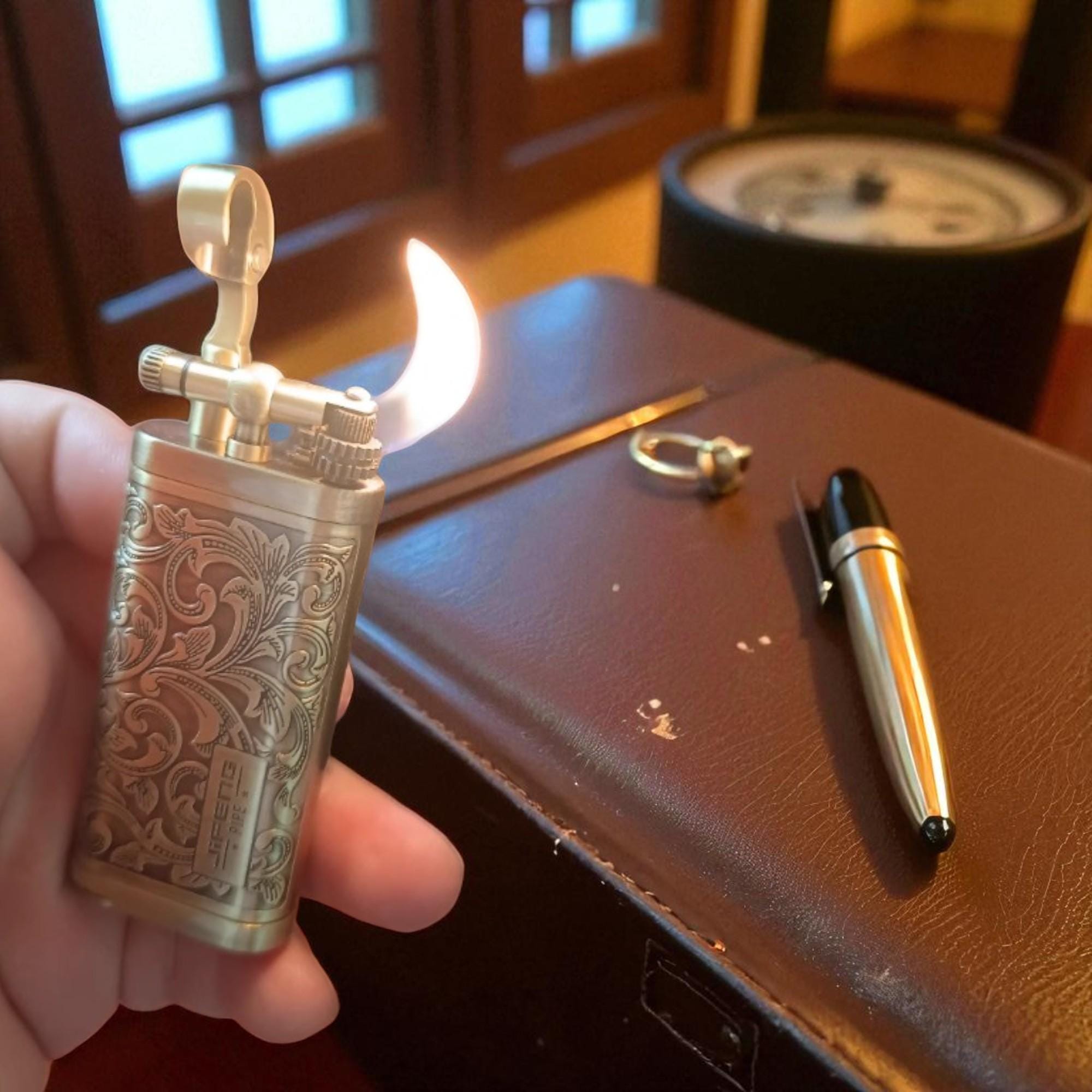 tobacco pipe lighter Butane with Tools - Gun Metal this ones a no Zippo Pipe Lighter - Brushed