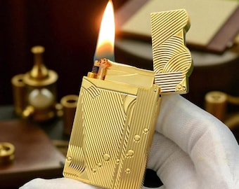Side Slide Kerosene Lighter: Refillable Brass Pocket Flame