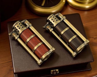 Winddichtes Vintage Feuerzeug - Ebenholz Rüstung, nachfüllbare Metallflamme