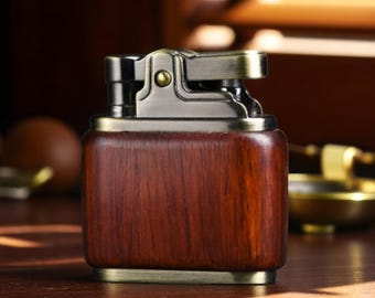 Briquet vintage en séquoia - Rétro en un clic, rechargeable