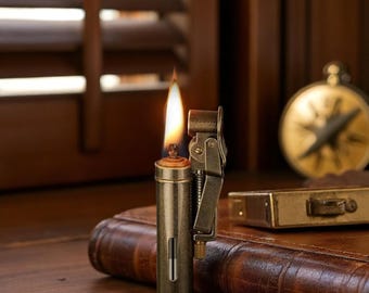 Encendedor de trinchera de la Primera Guerra Mundial: Iniciador de fuego recargable de latón resistente al viento