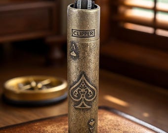 Retro Bronze Clipper Lighter: Windproof Flint Wheel, Refillable