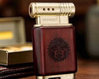 Retro Angled Flame Butane Pipe Lighter – Rosewood Finish