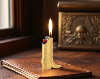 Cowboy Boot Lighter Case | Rustic Zinc Alloy BIC Lighter Sleeve