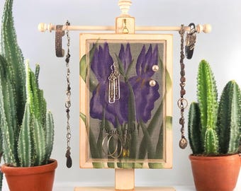 Pierced Earring Holder | Shabby Chic Earring Organizer | Table Top Earring Tree | Necklace Stand | Hand Painted Floral Design | Women's Gift