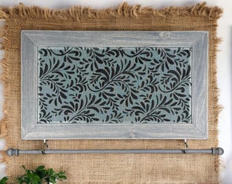 Organizador de pendientes para colgar en la pared / Organizador de joyas con marco de madera / Organizador de pendientes estilo shabby chic / Soporte para collares / Diseño de ramitas pintadas a mano