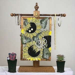 Unique Earring Holder | Organizer for Pierced Earrings & Necklaces |  Wood Frame Jewelry Display Stand | Unique Gift for Jewelry Lovers