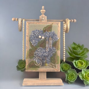 Pierced Earring Holder | Shabby Chic Jewelry Organizer & Table Top Necklace Stand | Earring Display | Women's Gift Idea for Jewelry Lovers