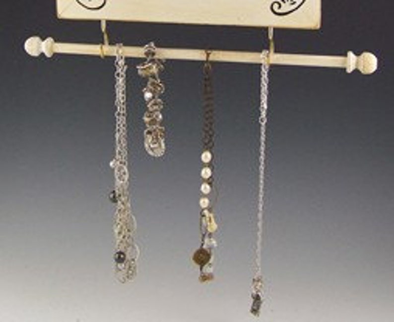 Hanging Earring Display Hand Painted JOY Design Necklace Holder Wood Frame Jewelry Organizer Shabby Chic Earring Holder