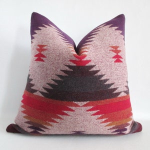 Aztec Pillow Cover 18 x 18 Desert Sunset Colours Poly Wool Blend Super Soft Cuddly Same Fabric on Both Sides Invisible Zipper image 1