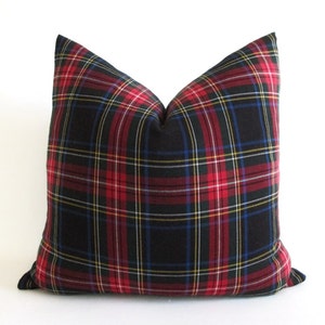 Pillow Cover New Stewart Black Tartan Plaid Zipper Opening Both Sides Christmas Pillow image 1